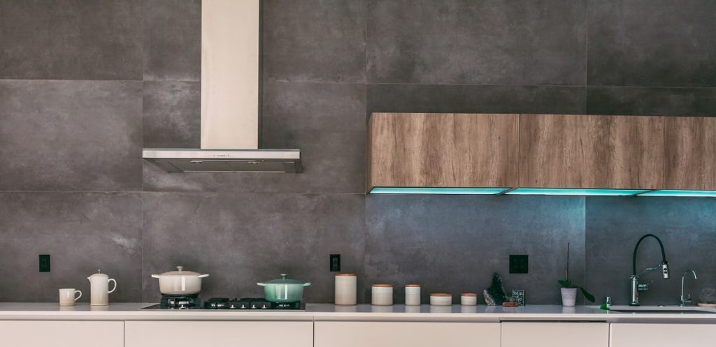 kitchenware and appliances organized in minimalist way