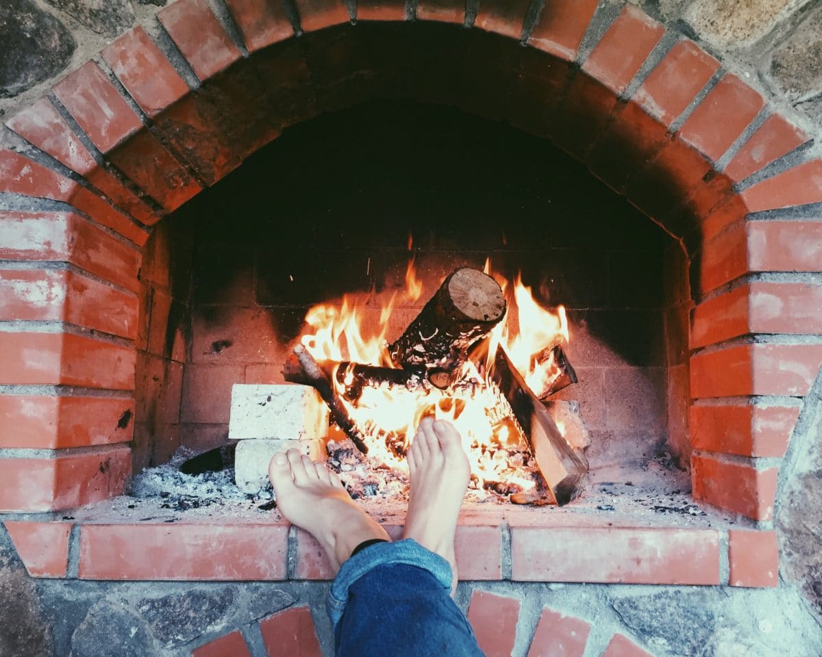 A fireplace is a great way to warm your feet.